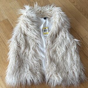 Stylish Cream Faux Fur Jacket